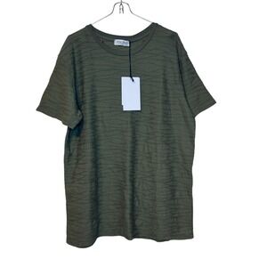 Mida Undici Men T-Shirt Relaxed Fit Textured Cotton Military Green Medium NWT